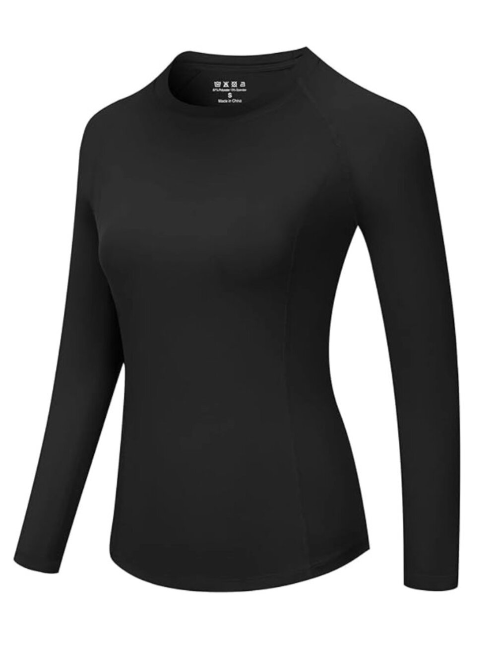 Women's Long Sleeve Compression Shirt, UPF 50+ Crew Neck, Size Medium